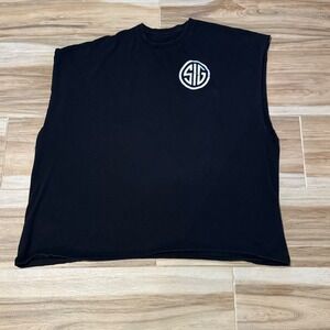 Sig Sauer Never Settle Skull Graphic Muscle Tee Black Sleeveless Shirt Mens 3XL